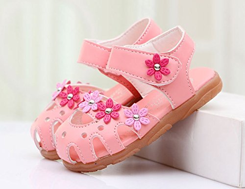 La vogue baby Mädchen Blume Sandalen Lauflernschuhe Rosa - 2