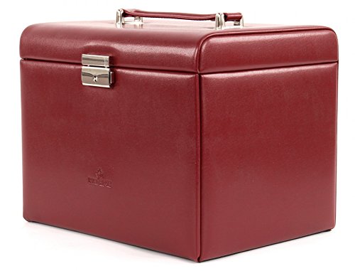 WINDROSE Merino Schmuckkoffer 5 Etagen + Etui Rot - 5