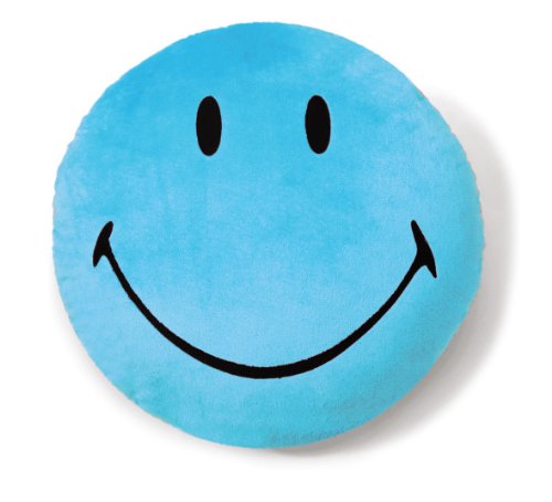 Nici 35873 - Kissen Smiley, Plüsch, rund, Durchmesser 35 cm, blau