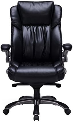VIVA OFFICE Ergonomic executive leather chair with high back, adjustable arms and recliner, Black