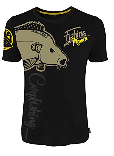 HOTSPOT DESIGN Fishing Mania T-Shirt pour Carpe XL Noir