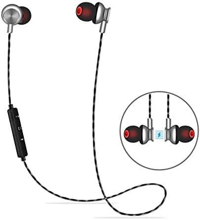 ALWUP Bluetooth Headphones, Wireless Sports Earphones with Mic Magnetic Secure Fit Earbuds for Running, Cycling, Gym, Travelling (Black)