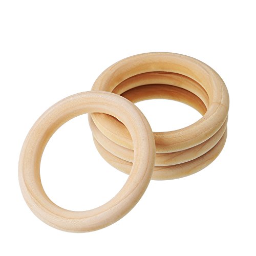 eBoot 20 Stück Holz Ringe Hölzern Ringe für Handwerk, Ring Anhänger und Anschlussstück Schmuck Machen (70 mm) - 6