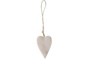 MATCHES21 HOME & HOBBY matches21 - Cuore in legno da appendere con cordino, decorazione a forma di cuore, in legno, bianco, 1 pezzo da 7 x 2 x 10-29 cm