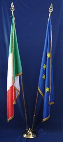 Savent, Brass set + Italy and E.U. flags with fringe - dimensioni