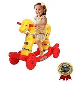 Besties 2 in 1 Baby Horse Rider for Kids 1-3 Years Birthday Gift for Kids/Boys/Girls (Yellow & Red)