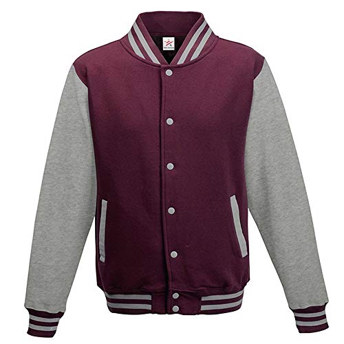 Star and Stripes Varsity Giacca Bordeaux con Maniche Grigio Melange College, Wear Plus 1 Maglietta con Varsity Jacket Burgundy/Heather Grey Sleeve Large