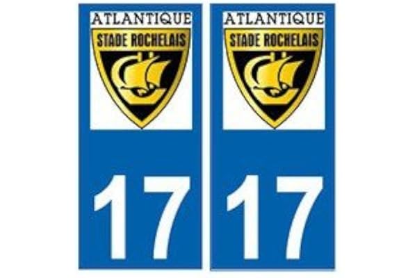 17 Atlantique stade rochelais rugby autocollant plaque La rochelle - Angles : arrondis