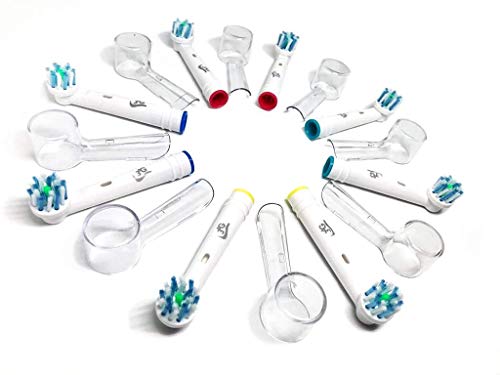 8 Testine di Ricambio Oral B Compatibili Cross Action Generiche 3AG + 8 Copritestine di Protezione Igienici per spazzolino elettrico Oral-B Sensitive, Professional Care, Vitality, ecc