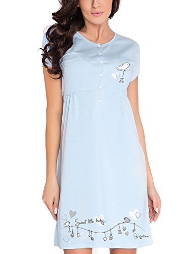 Dn-Nightwear TCB.7029 Camisón Maternal,M,Azul Claro