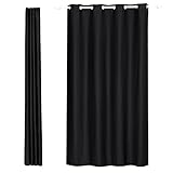 Songmics 2 Stück 145 x 245 cm Vorhänge Gardine Verdunklungsvorhang mit Ösen schwarz LRB245H-2 - 2