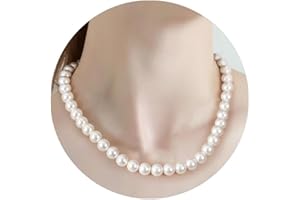 Berry Only Collana Perle Donna 6/8/10mm, Collana di Perle d'acqua Dolce Regali per Natale, 43cm Collana Perla Donna Regalo Donna Compleanno, Collana di Perle Donna Regalo Mamma Natale