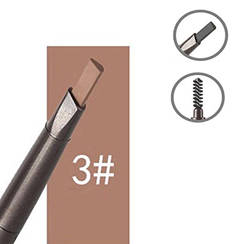 Trillycoler Waterproof Automatic Rotated Makeup Eyebrow Pen Eyeline Pencil + Brush (Light Coffee)