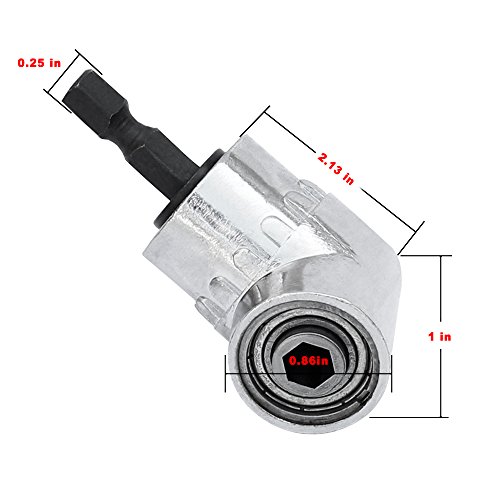 SYCEES 105° Winkelschrauber Vorsatz Adapter mit 1/4 Zoll Schnellwechsel- und magnetischen Bit Halter Winkelschraubendreher Winkelgetriebevorsatz Winkelbohrmaschine - 3