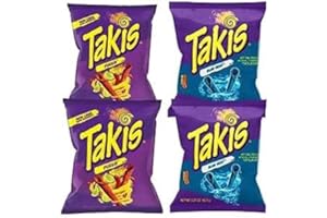 HEART FOR CARDS Lot de 4 chips Takis Fuego 2 fois et 2 fois Blue Heat - 4 x 92,4 g - Avec protection d'expédition Heartforcards