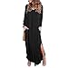 Produktbild Bekleidung,Loveso  Vintage Herbst Oberteile Frauen Sexy Beiläufige V-Ausschnitt Langarm Loses Kleid Damen Abendgesellschaft Jersey-Kleid Strand Teilen Maxikleid ( Schwarz, XL)