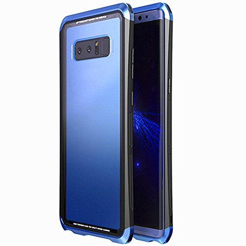Preisvergleich Produktbild Samsung Note8 Handyhülle,Dewanxin 2018 Neu Coole Metallrahmen Schale Gehärtetes Glas Heckabdeckung SchutzhülleTelefon-Kasten Protective Case Cover(Samsung Note8 Handyhülle, E)