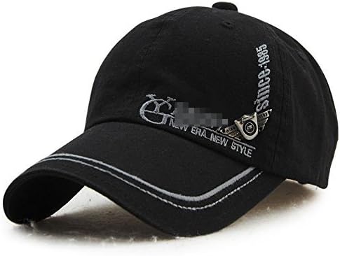 Ahat Black Fashionable and Casual Cotton Baseball Cap with Metal Logo and Eyelets for Sports,Hiking,Running,Shopping and Street Shooting