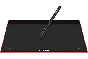 XP-PEN Deco Fun L 10 x 6 Inch Graphic Drawing Tablet with 8192 Levels and Tilts Passive Stylus 60 Degrees Compatible with Mac Windows Chrome OS and Android – Crimson Red