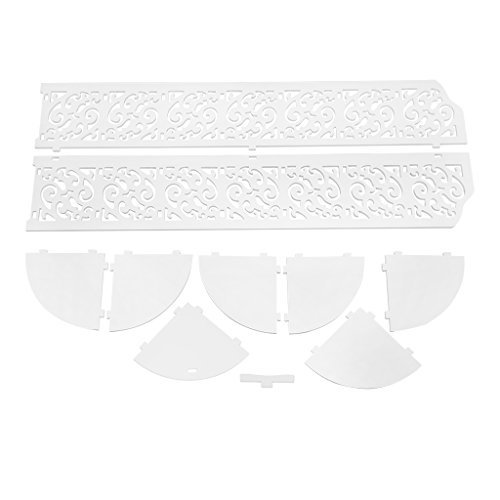 Finether weißes Regal Eckregal Stehregal Standregal Steckregal im Barock Stil für Wohnzimmer Badezimmer zur Aufbewahrung von Dekoartikel Toilettenartikel aus WPC wasserdicht 7 Böden 20 x 20 x 118 cm schmal weiß - 7