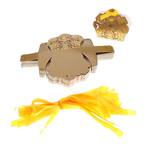 Gazechimp Süßigkeiten Boxen mit Band Geschenkboxen Hochzeit Party Set/50 Stück - Gold, 7,9 x 3,2 x 9,5 cm