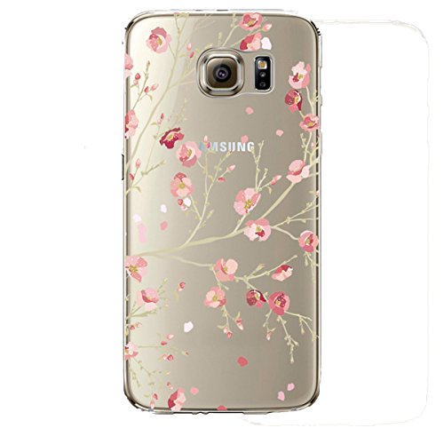 Yooky Samsung Galaxy S6 Silikon Hülle , Soft Transparente Kratzen weiche TPU klar kratzfest Blume Schutzhülle Hülle Tasche Clear Case Cover für Samsung Galaxy S6