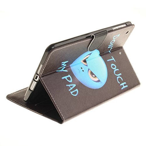 iPad Mini 1/2/3 Hülle, Vandot Ultra Thin Dünn Muster Pattern Case Cover für iPad Mini 1/2/3 7.9 Zoll Schutzhülle Tablet-PC PU Leder Flip Handyhülle Telefonkasten mit Standfunktion Kreditkarte Malerei Painting Kratzfeste Handy Schutz Schale Tasche Etui Abdeckung + Pom Pom Ball Plüsch-Kugel – Angry Don’t Touch My Pad - 8
