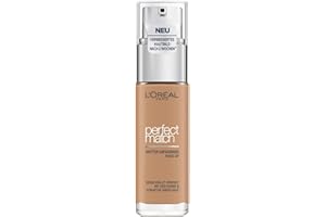 ‎L'ORÉAL PARIS L'Oréal Paris Make up, Flüssige Foundation mit Hyaluron und Aloe Vera, Perfect Match Make-Up, Nr. 7.D/7.W Golden Amber, 30 ml