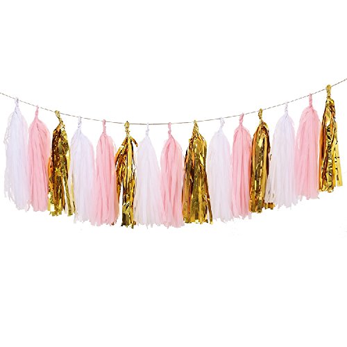 BITFLY 5 pcs Tissue Girlanden Wimpelkette Papier Quasten Girlande Hochzeit Pom Party Decor 21 Farben erhältlich - 3