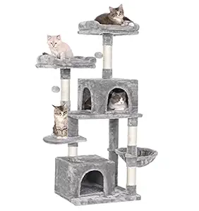 BEWISHOME Cat Tree Multi-Level Cat Tower Condo with Plush Top Perches, Spacious Basket, Sisal Scratching Post Cat Furniture Activity Center Play House MMJ17
