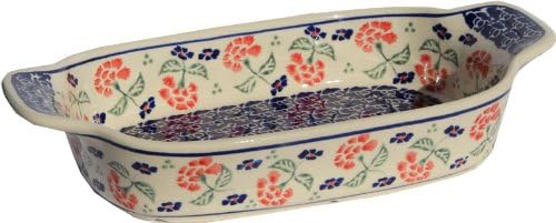 Polish Pottery Rectangular Serving Dish From Zaklady Ceramiczne Boleslawiec #1281-963, Length: 10" Width: 5.25"