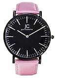 Jean Constantine Damen Armbanduhr, Analog mit Leder-Armband, Pink
