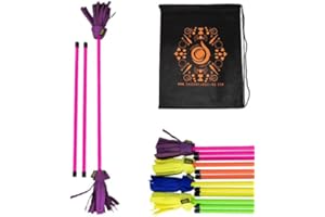Juggle Dream Neo Flower Stick Set - Great For All Skill Levels - Pro Fibreglass and Silicone Flower Stick and Handsticks - Includes Cascade Bag (Pink)