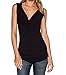 Produktbild Damen Ärmellos Shirt ZJCTUO V-Ausschnitt Wickelshirt Stretch Basic Obertail (EU 40/L, Schwarz)