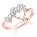 VK Jewels Double Heart Valentine Rose Gold and Rhodium Plated Ring- FR1932G [VKFR1932G] RS.225.00
