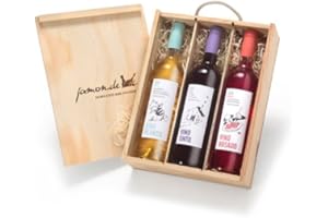 ‎JAMON.DE Geschenk für Weinliebhaber | Weingeschenk SPANIEN | Je 1 Flasche Rotwein, Weißwein & Roséwein aus D.O. Utiel Requena | Geschenkfertig verpackt in rustikaler Weinkiste aus Holz | jamon.de