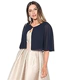 Suave tejido de gasa Capa Vestir Mujer Fiesta Elegante Vestido Novia Señora Talla Gasa Bolero Manga Boda Transparente Tul Torera, (Azul Marino (2898), 42/44 EU (14/16 UK)), 2898-NVY-14/16