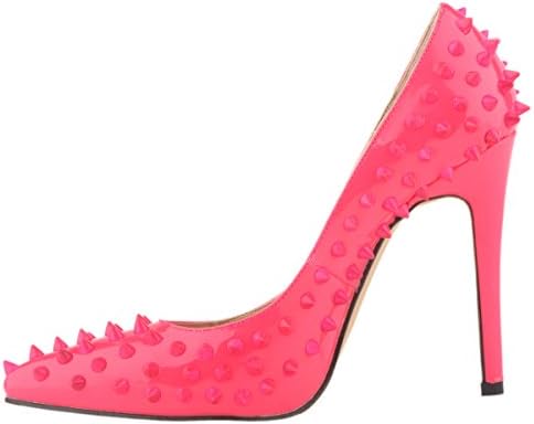 Zbeibei Women's Pointed Toe Patent Leather Rivet Stiletto High Heels Party Pumps Shoes 3021MD(8 UK,Rose Matt Studs)