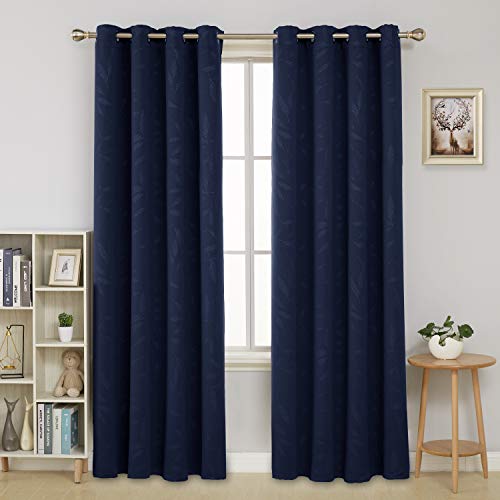 Deconovo Window Treatment Embossed Leaves Thermal Insulated Ring Top Soft Blackout Curtains for Chil Deconovo Window Treatment Embossed Leaves Thermal Insulated Ring Top Soft Blackout Curtains for Chil