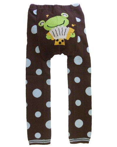 Baby and Toddler Wooly leggings by Dotty Fish boys Brown Dotty Frog - 95cm/24+ months