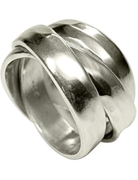 SILBERMOOS XL XXL Ringe in großen Größen Damenring Herrenring Partnerring dreifach gewickelt glänzend gehämmert...