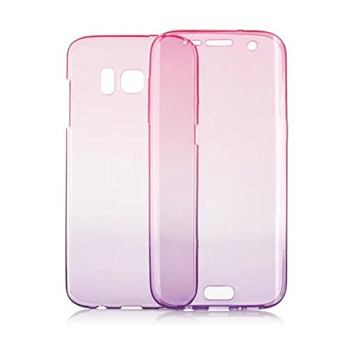 Galaxy S6 Hülle,Leeok für Samsung S6 Double Side Full Body Silikon Schutzhülle Cute Elegant Retro Kreative Gradient Lila Rosa Silikon Crystal Vorne und Hinten 360° Full Cover TPU Ultra dünn Case Vorne Hinten Beidseitiger Schutz Full Handytasche Durchsichtig Transparent Front Back Doppelseitig Touchscreen TPU Silikon Dünne Komplette Schale Bumper Case Cover für Samsung Galaxy S6 + 1 x Schwarze Eingabestift-Purple Pink - 3