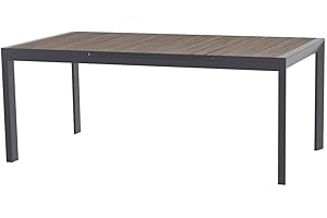 Hespéride - Table de Jardin Extensible Evasion Gris Graphite - 10 Places - Aluminium Antirouille Aluminium Effet Bois - Meuble d'Extérieur Rallonge