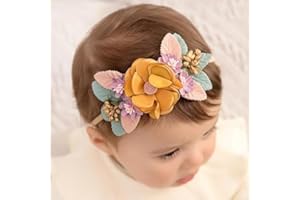 Fashband Baby Girl Diademas de nylon Flor Corona Bandas para el cabello Suave elástico Headwrap Accesorios para el cabello para bebés recién nacidos Niños pequeños y niños
