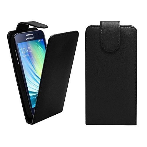 Preisvergleich Produktbild SAMSUNG GALAXY A5 Schwarz Uni Kunstlederhülle und Displayschutz aus Kusntleder