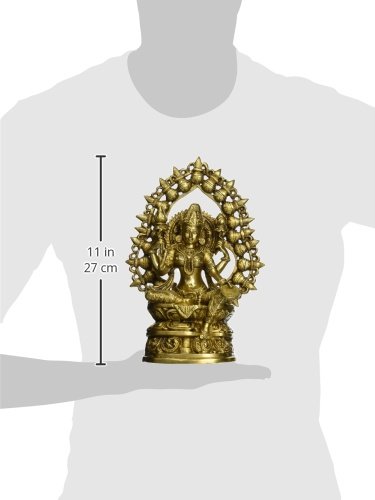 gangesindia Göttin des Reichtums Mata Lakshmi Messing Statue 27,3 cm H x 21 cm W x 7,6 cm D Gold - 3