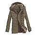 Produktbild EUZeo Herren Winter Slim Fit Wollmantel Business Überzieher Winterjacke Kunstfell Kapuze Gefüttert Teddyfell Parka Jacke Kapuzenjacke Wintermantel Coat