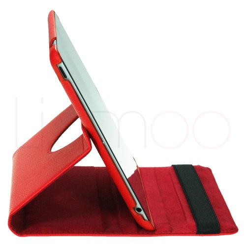ChannelExpert Rot Swivel Ledertasche Lederbeutel Hülle case Cover Schutzhülle Schutzcover Halterung für APPLE iPad 2/New iPad - 2