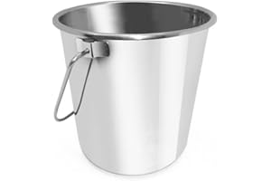 HENDI Eimer mit Griff, Kückeneimer, Futtereimer, Edelstahleimer, 10L, 278x(H)235mm, Edelstahl