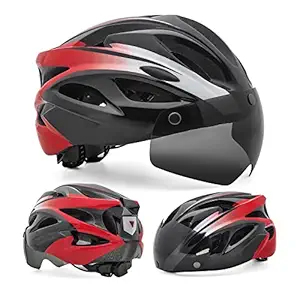 Gravity Adult Bike Helmet Bicycle Helmet Cycling/Helmet/Mountain Bike Helmet/Adjustable Helmet with Removable Shield Visor/Safety Backlight for Road Men and Woman